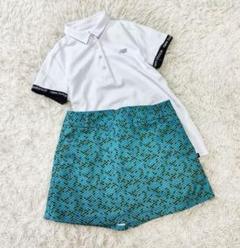 セットアップ　Msize　ニューバランス　ジャガードポロシャツ　スコート セットアップ Msize ニューバランス ジャガードポロシャツ