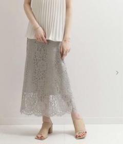 Noble レバーレース Iラインスカート グレー 36