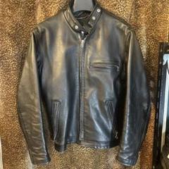 ショット schott 黒 立襟シングルライダースジャケット36used
