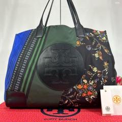 美品】ToryBurch エラ デカロゴ トートバッグ ナイロン エナメル