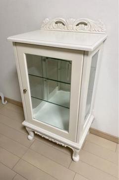 海外輸入ホワイト ガラスケース クラシックスタイル3段収納家具