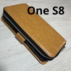 Android One S8 財布　ケース　手帳型　キャメル　小銭入れ
