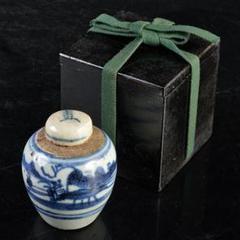 中国　染付　山水文　茶壷　茶心壷　時代箱付　V　R5973 中国 染付 山水文 茶壷 茶心壷 時代箱付 V R5973 - メルカリ