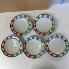 【新品未使用】波佐見焼(有田)錦三色花鳥 5寸皿 5客揃（藍水窯） 新品未使用】波佐見焼(有田)錦三色花鳥 5寸皿 5客揃（藍水窯