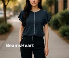 超美品　BeamsHeart　ビームスハート　フリル袖 ブラック Tシャツ　S