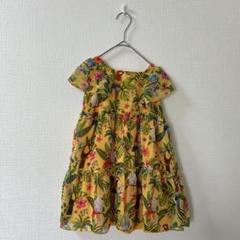 H&M×EMMA JAYNE　トロピカルティアードドレス フリル袖　イエロー系
