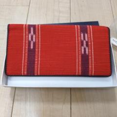 ☆新品未使用☆沖縄みんさー織り がま口長財布 赤紫緑ストライプ b2a38e40f81fc13ce0fb33ae86245e