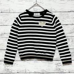 A923 H&M カットソー　キッズ100 ボーダー　白✖️黒　ハート