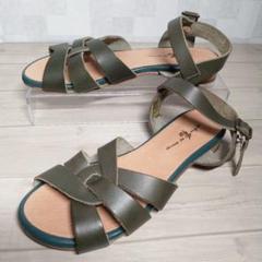 【美品】arome de muguet アロマドミュゲ 本革サンダル M カーキ