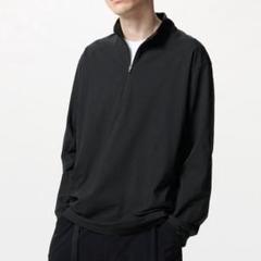 ユニクロ ドライEXUVカットハーフジップTシャツ長袖 ブラックLサイズ