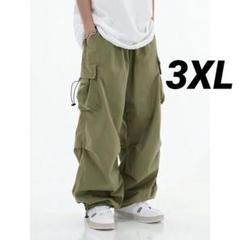 カーゴパンツ 　メンズ　ワーク　パンツ　 韓国 　ワイド　カーキ　3XL