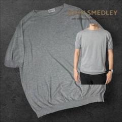 定価約4万美品 JOHN SMEDLEY グレー 半袖 ニットTシャツ XL 定価約4万美品 JOHN SMEDLEY グレー 半袖 ニットTシャツ XL