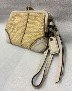 【匿名発送】レア✨Kiss Lock ラフィア&レザーCOACH財布✨