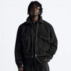 ZARA - zara クロップド丈デニムジャケット ブラックの通販 by
