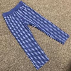 【美品】しまむら ストレッチ パンツ のびっパ 青 ネイビー ストライプ