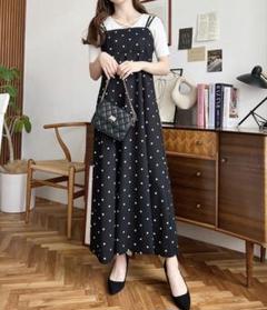 新品　moment+ キャミワンピース　Mサイズ　ドット柄　水玉　ロングスカート