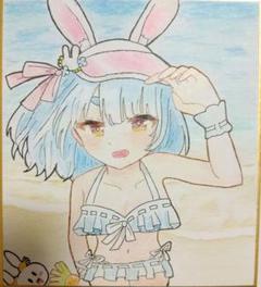 ホロライブ　兎田ぺこら　ファンアート　色紙　手描き　イラスト
