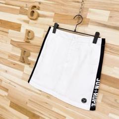 サンプル品【ジュンアンドロペ】ライン ロゴ ゴルフ スカート インナー付き白×黒