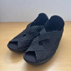 ゴムゴム56 コンフォートシューズ　メッシュ編み込み　オープントゥ黒　L 未使用