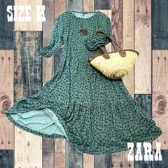 美品　ZARA フラワープリント ティアード　ロングワンピース サイズMのサムネイル