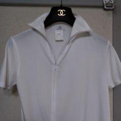 Yohji Yamamoto　白コットンカットソージップポロ3シャツ Yohji Yamamoto白コットンカットソージップポロ3シャツ