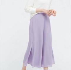 UNIQLO きれい色シフォンスリットスカートパンツ フレアパンツ 無地 M 紫