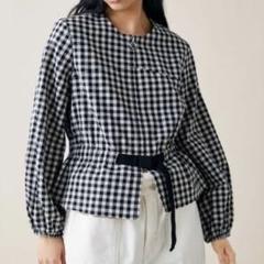 【ZARA】ギンガムチェックノーカラージャケット Sサイズ