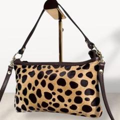 russet 2way Shoulder Bag Leather Leopard