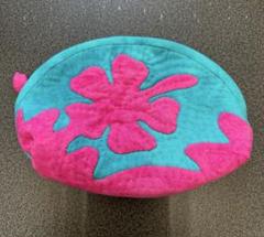 【ハンドメイド】ハワイアンキルトポーチ 青とピンク