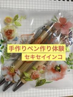 手作りオリジナルボールペン作り体験セット（竹製3本・セキセイインコシール付き）