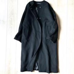 美品＊ジャーナルスタンダード スーパー140ビーバーノーカラーコート 黒 ロング 美品＊ジャーナルスタンダード スーパー140ビーバーノーカラー