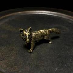 192 真鍮 置物 キツネ 狐 きつね ビンテージ 風水 開運 金運 グッズ