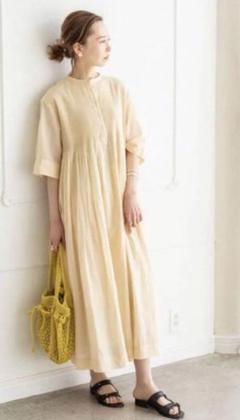 IENA イエナ　コットンボイルピンタックシャツワンピース　38 イエロー IENA イエナ コットンボイルピンタックシャツワンピース 38