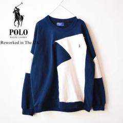 【POLO/ポロラルフローレン】ヴィンテージスウェット M ネイビー希少 再構築