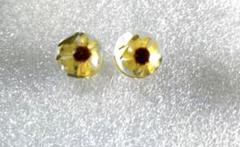 ③ひまわり 花デザイン レジン 樹脂製ピアス クリアイエロー