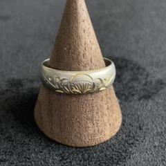 和彫りの指輪　梅花　昭和レトロ　ヴィンテージ　19号　18KGF刻印