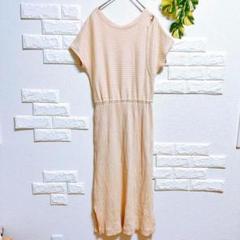 アズール　ロングワンピース　半袖　美品　M　ワンショル　上品　ひざ下　タイト
