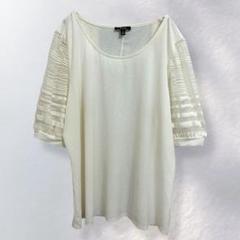 a525》A.U.W カットソー ブラウス 袖ボーダー 切替 かわいい XL
