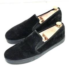 【美品】ユナイテッドアローズ　ブラックレザー スリッポンシューズ UNITED ARROWS｜サテン ビジュースリッポン | Rakuten Fashion