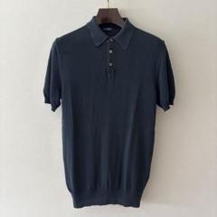 美品　ビームスエフ　BEAMS f  ニットポロシャツ　イタリア製　ネイビー ビームスエフ BEAMS F イタリア製 ポロシャツ ネイビー 46