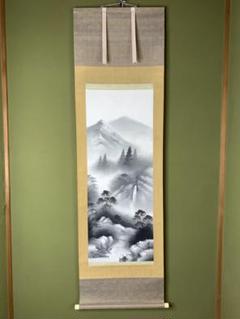 ③③アンティーク　水墨画　掛け軸　月　吾山在銘　捺印有り　月&雁 ③③アンティーク 水墨画 掛け軸 月 吾山在銘 捺印有り 月&雁