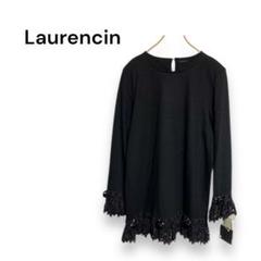 【Laurencin】 ブラウス　長袖　ウール　綺麗め　大人　レース　ブラック
