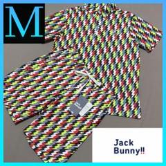 JBジャックバニー 半袖ポロシャツ&ハーフパンツカミナリ柄上下セットアップ M JBジャックバニー 半袖ポロシャツ&ハーフパンツカミナリ柄上下