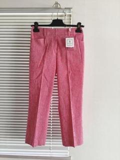【LANVIN SPORT】ギンガムチェック　シアーサッカー　ゴルフパンツ　36