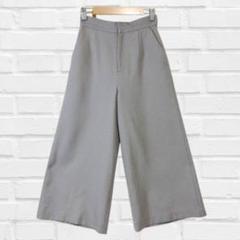 美品☆ アーヴェヴェ ワイド パンツ 足首丈 春秋 腰ゴム XSサイズ　c045