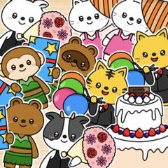 パネルシアター「どうぶつだあれ？」(動物ケーキ仕掛け付き保育教材誕生日会）g38