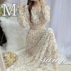 花柄 シフォン ロングワンピース Mサイズ フェミニン 上品 春夏 韓国