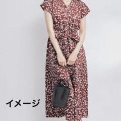 【極美品】ROPE 濃赤 花柄ワンピース ノースリーブ 9サイズ リボン