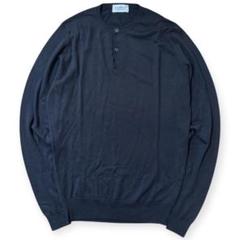 美品 JOHN SMEDLEY メリノウール 30G ヘンリーネック ニット M