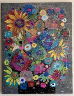 WEB限定カラー アクリル画 メルカリ - F6号キャンバス グレー Sunflowers 絵画